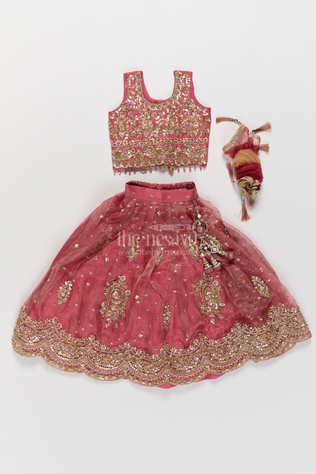 Kids Lehenga Set in Pink for Milestone Days