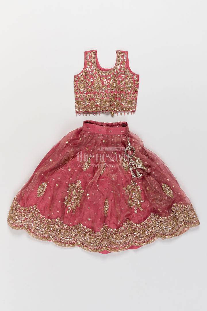 Kids Lehenga Set in Pink for Milestone Days