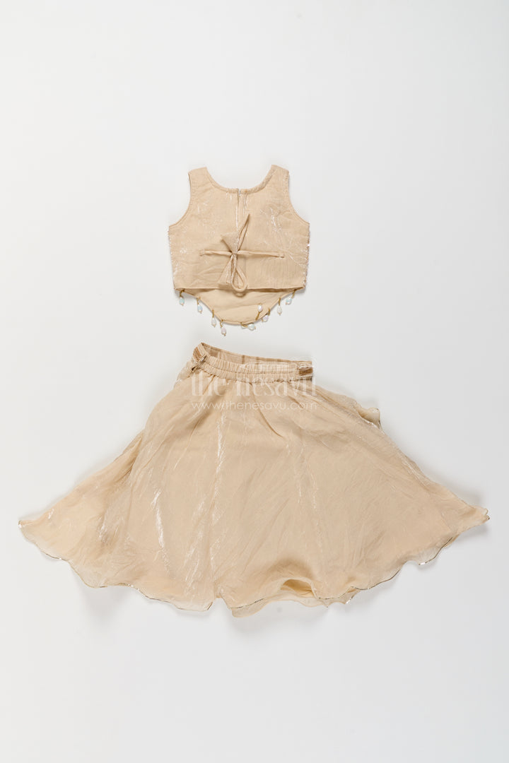 Girls Fancy Lehenga in Cream with Smart Tailoring