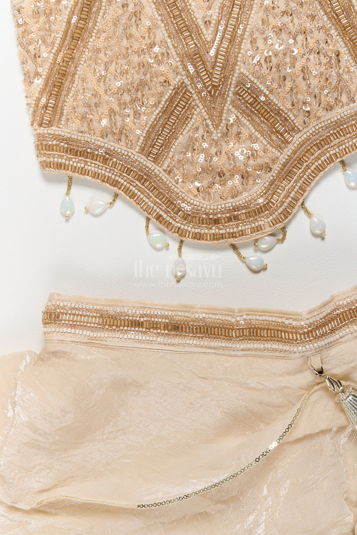 Girls Fancy Lehenga in Cream with Smart Tailoring