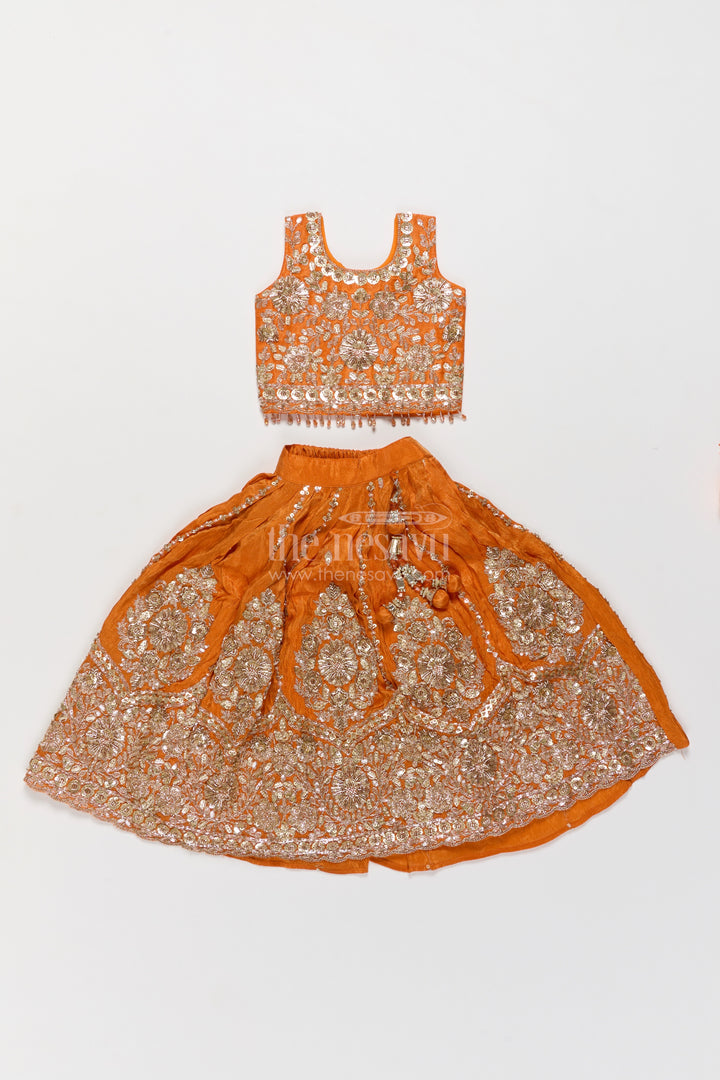Kids Lehenga Set in Orange for Celebrations and Photos