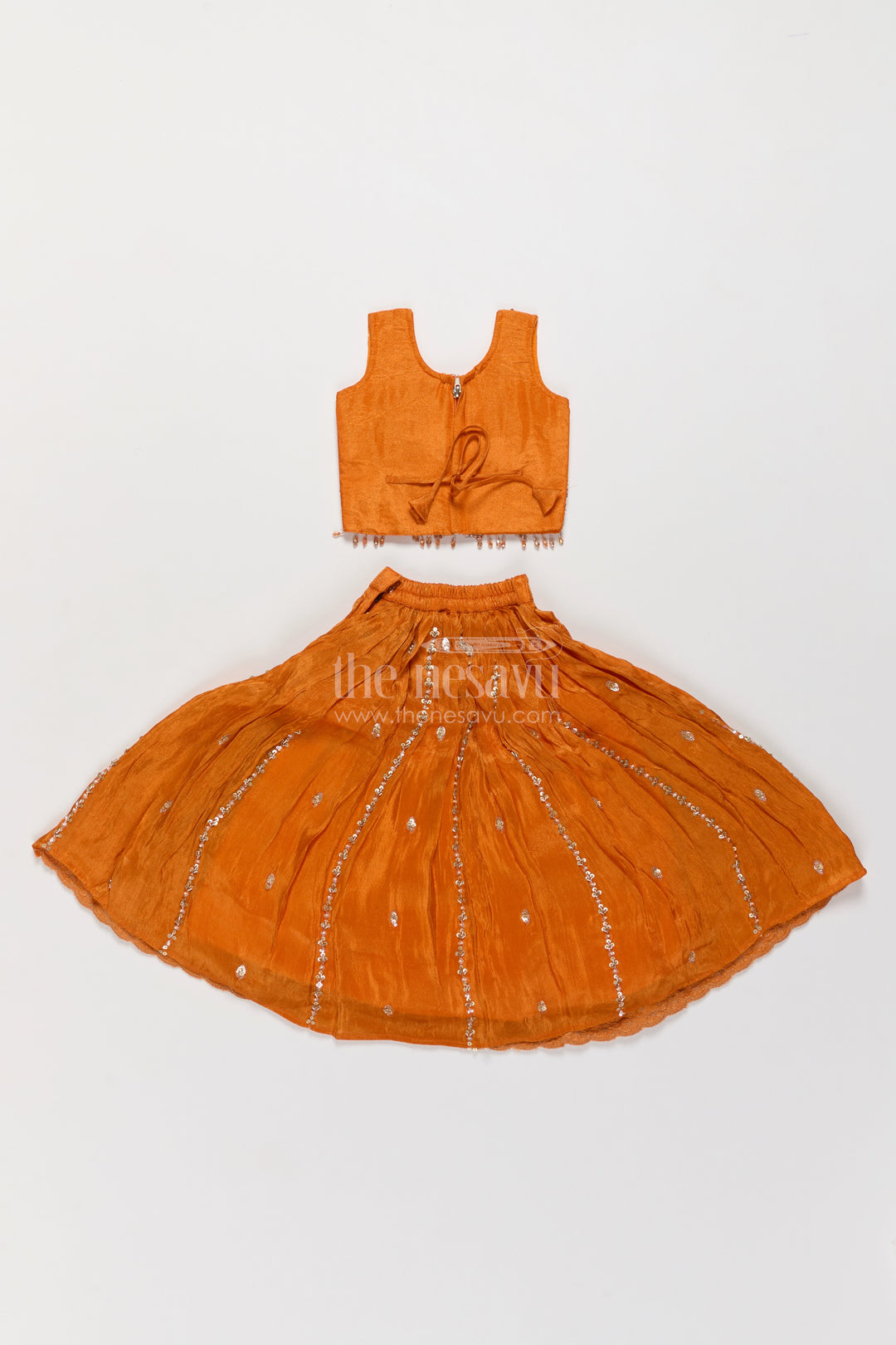 Kids Lehenga Set in Orange for Celebrations and Photos