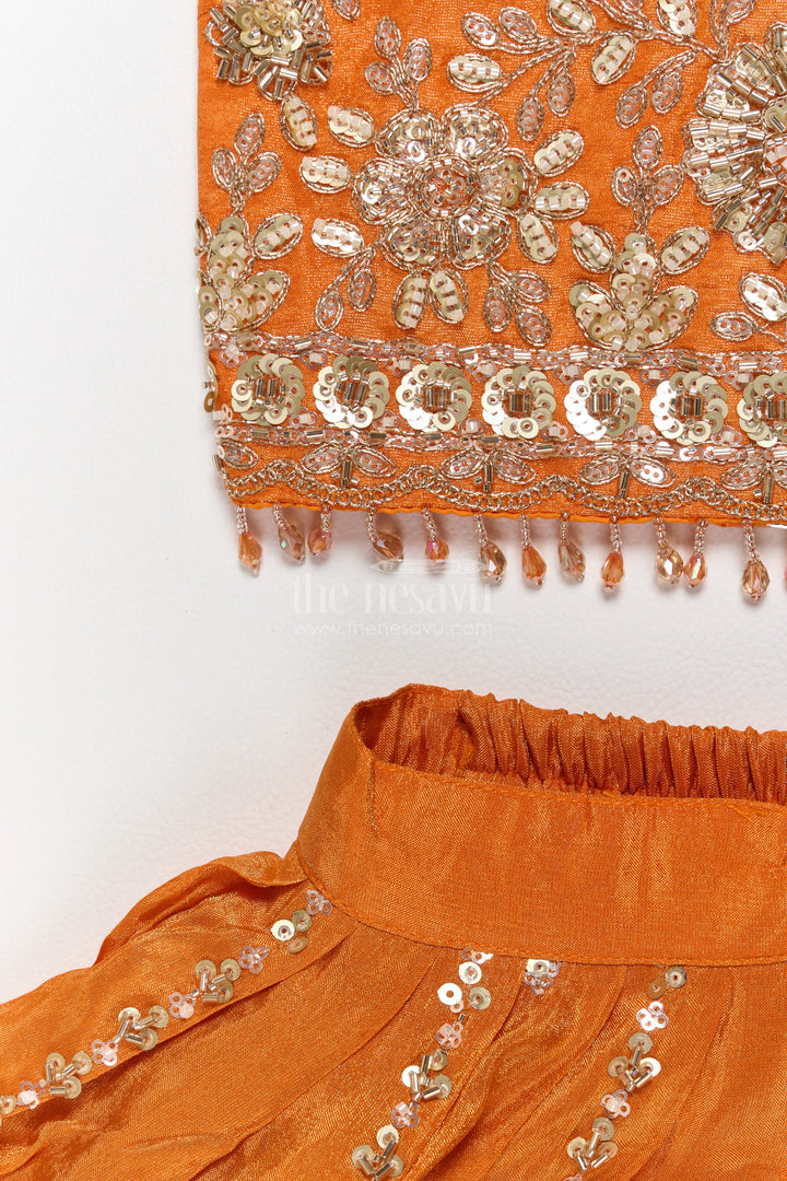 Kids Lehenga Set in Orange for Celebrations and Photos