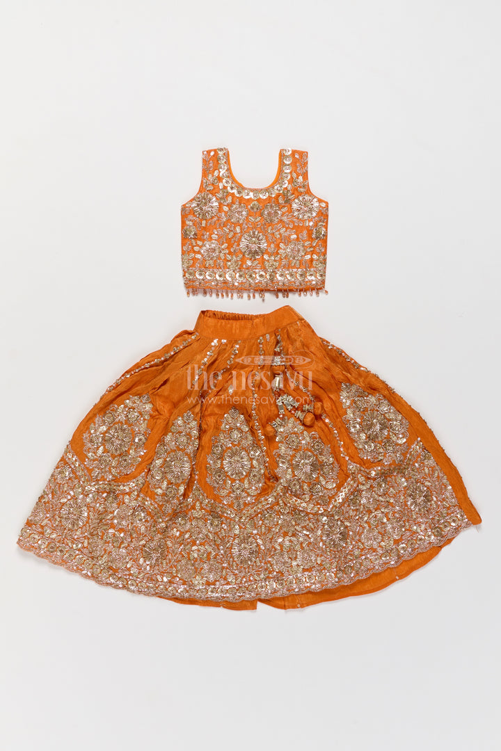Kids Lehenga Set in Orange for Celebrations and Photos