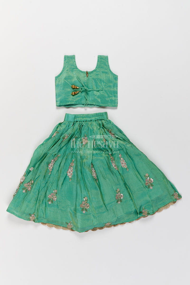 Kids Lehenga Set in Green for Celebrations and Photos