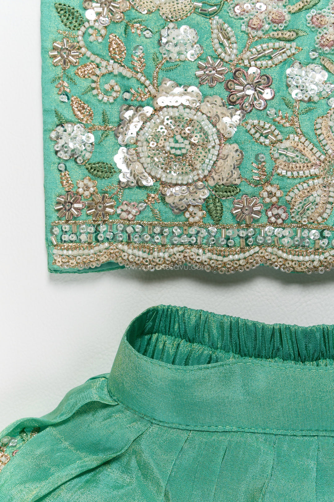 Kids Lehenga Set in Green for Celebrations and Photos