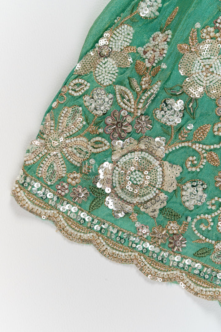 Kids Lehenga Set in Green for Celebrations and Photos