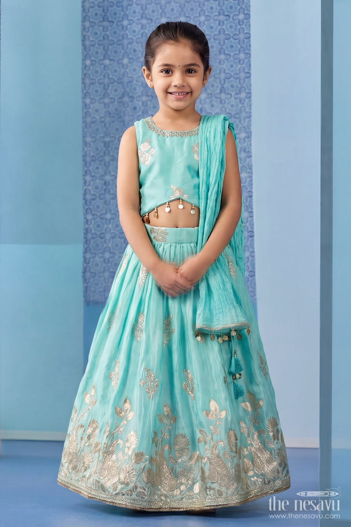Kids Chaniya Choli with Jacquard Weave for Weddings and Parties