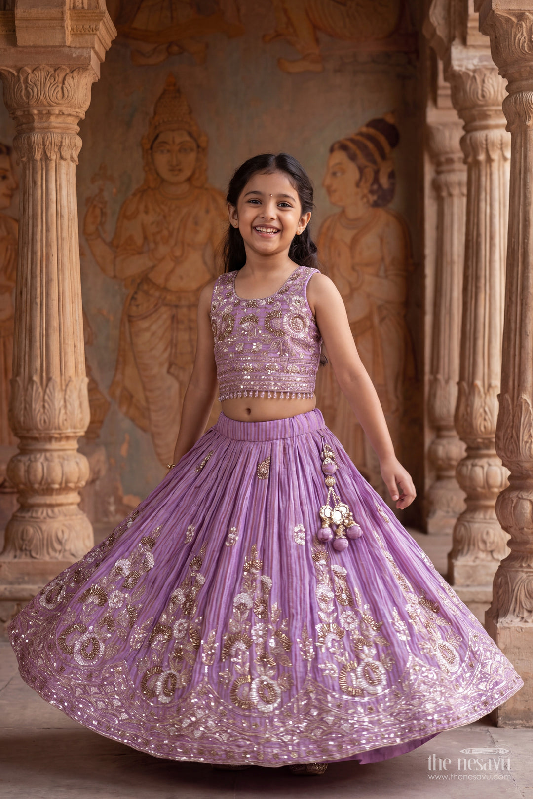 Fancy Lehenga for Girls in Purple for Family Celebrations