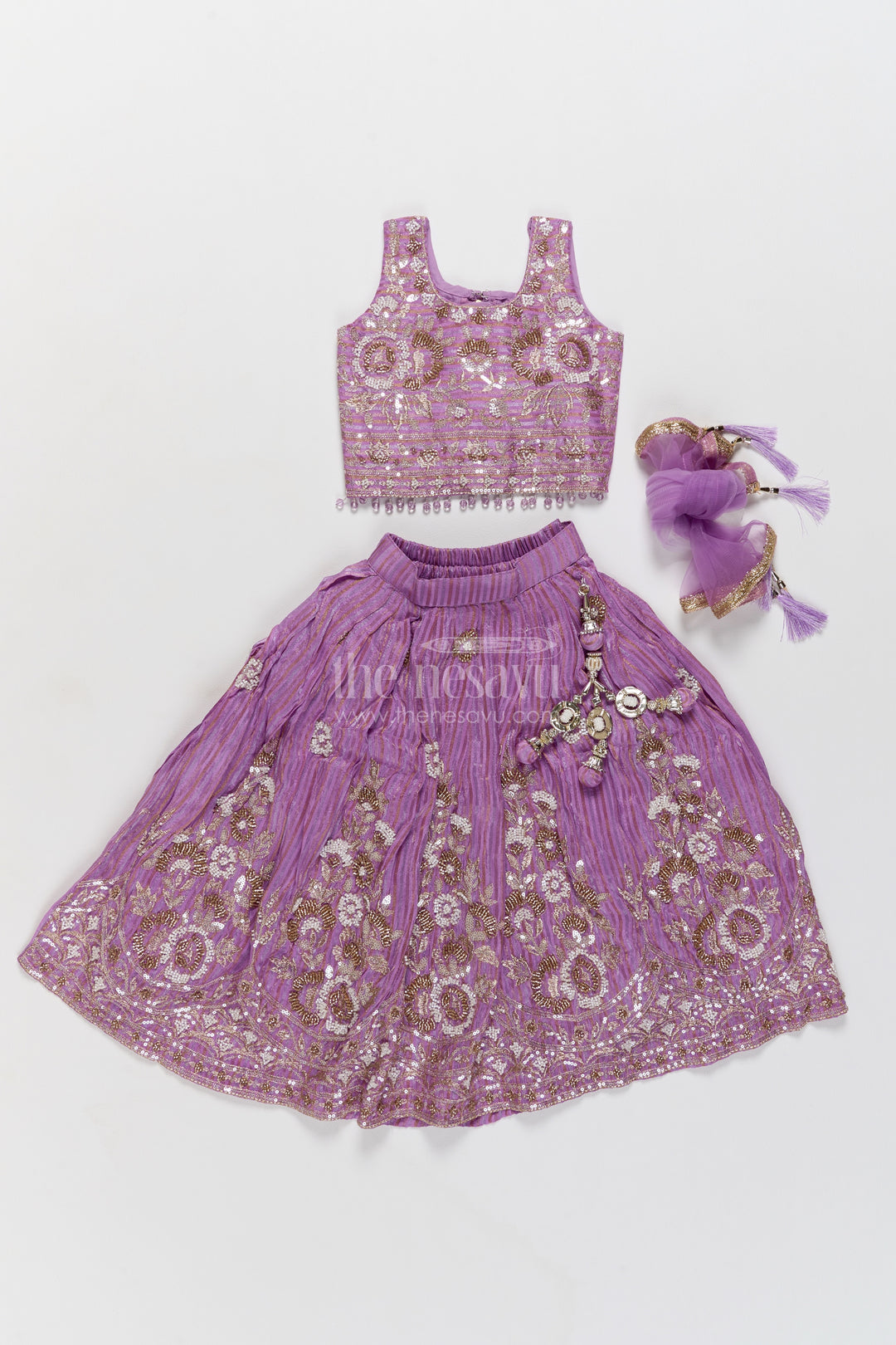 Fancy Lehenga for Girls in Purple for Family Celebrations