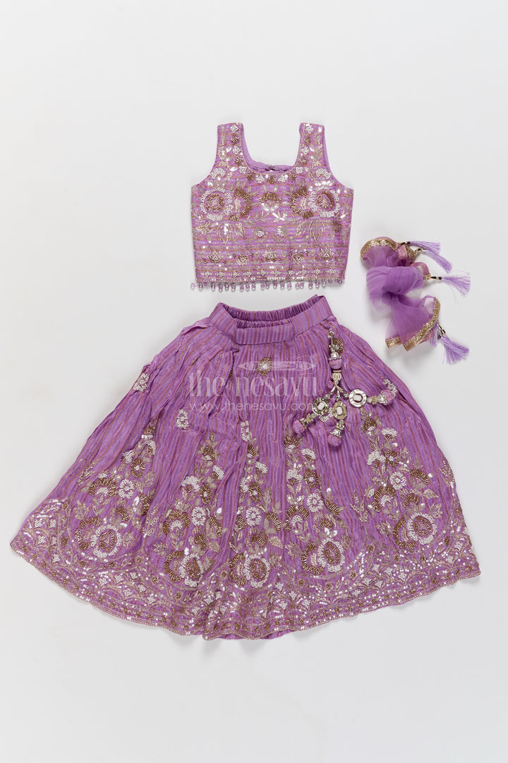 Fancy Lehenga for Girls in Purple for Family Celebrations