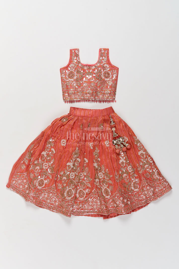 Kids Lehenga Set in Peach for Celebrations and Photos