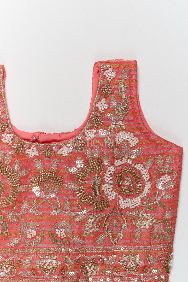 Kids Lehenga Set in Peach for Celebrations and Photos