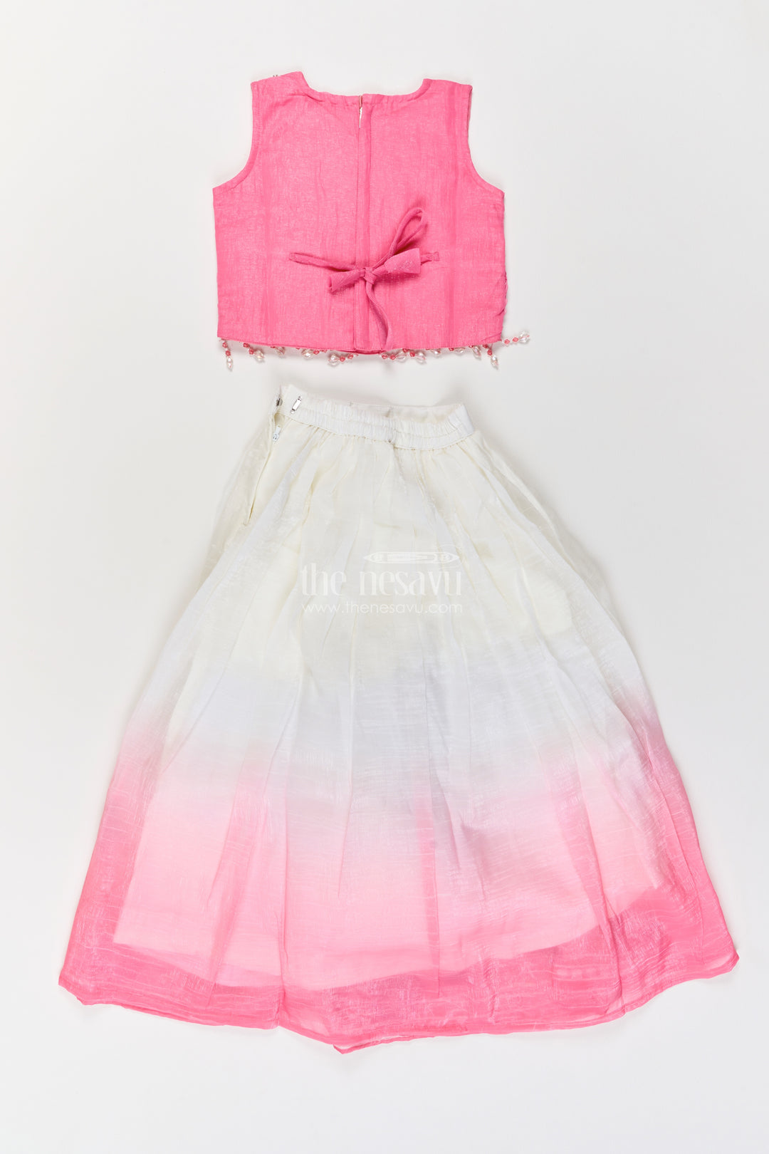Girls Pink Georgette Ombre Floral Lehenga Choli