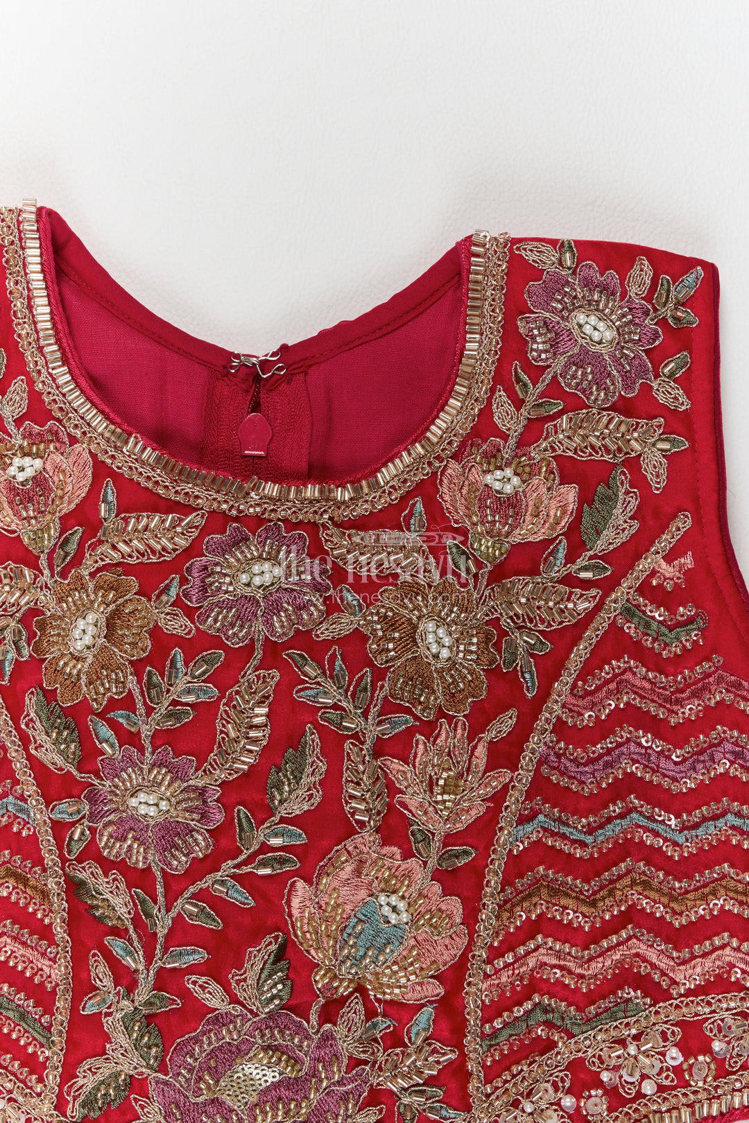 Girls Georgette Lehenga Choli in Rani Pink with Wide Stripe
