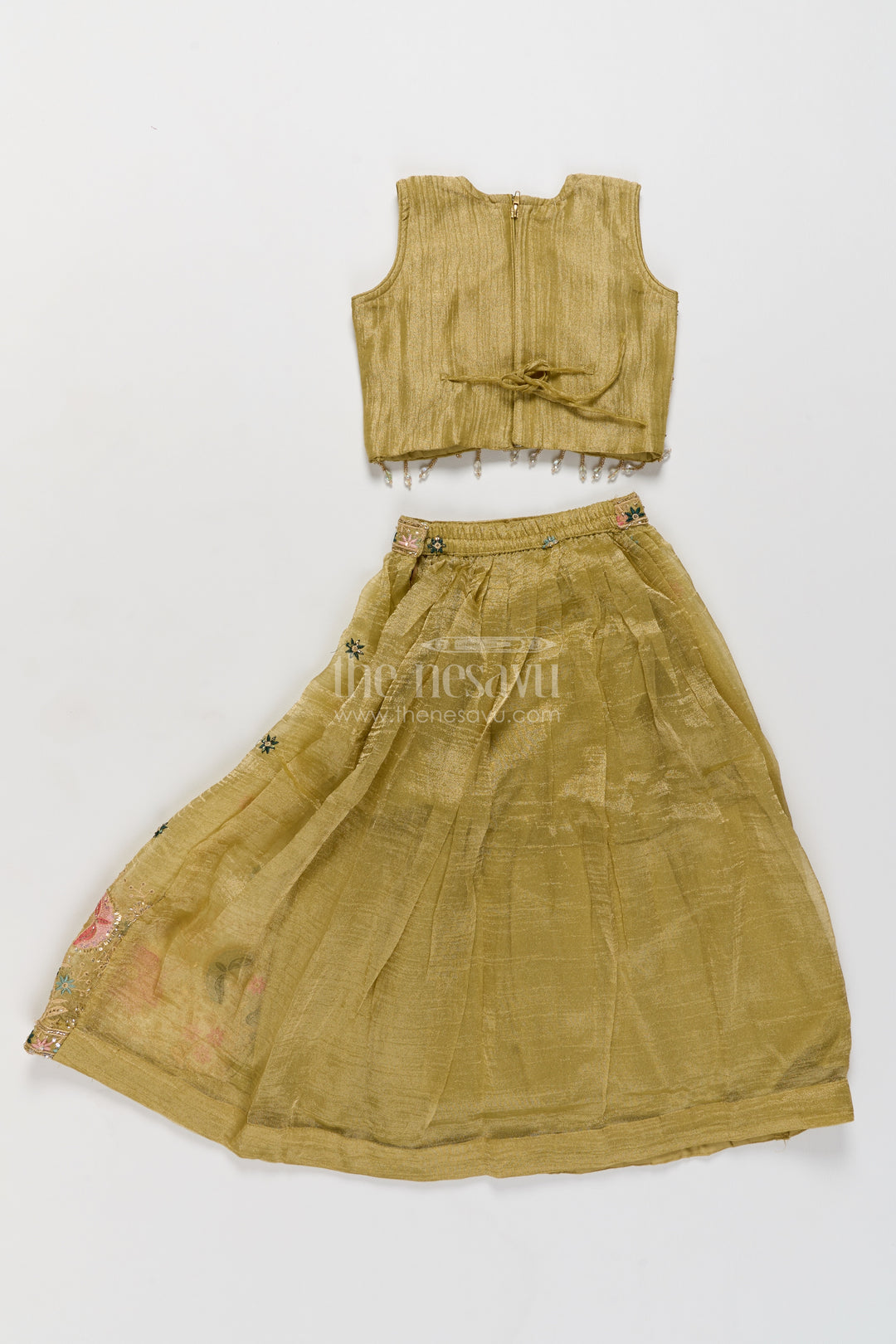 Girls Lehenga Choli in Yellow with Thread Embroidery