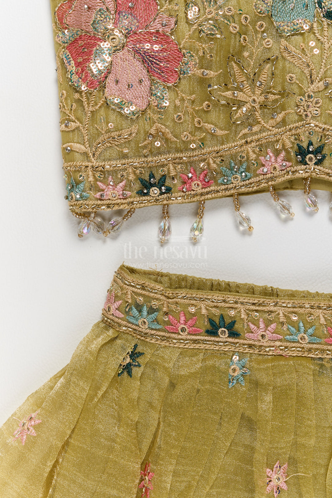 Girls Lehenga Choli in Yellow with Thread Embroidery