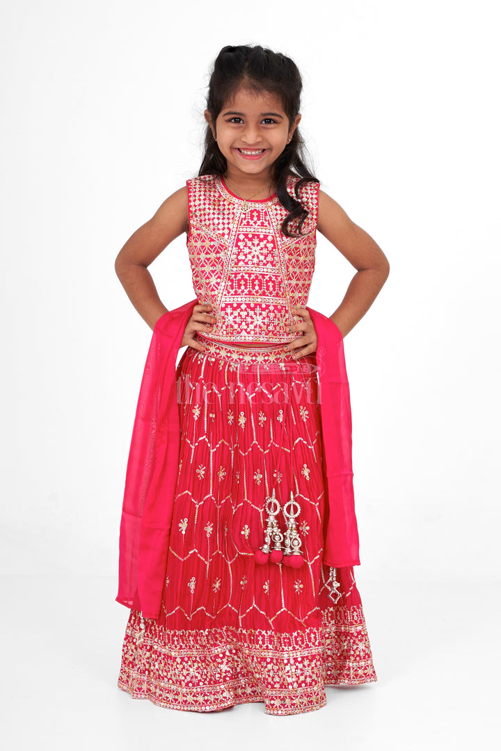 Poly Blended Embroidered Designer Choli Lehenga Choli for Girls in Pink with Detailed Embroidery