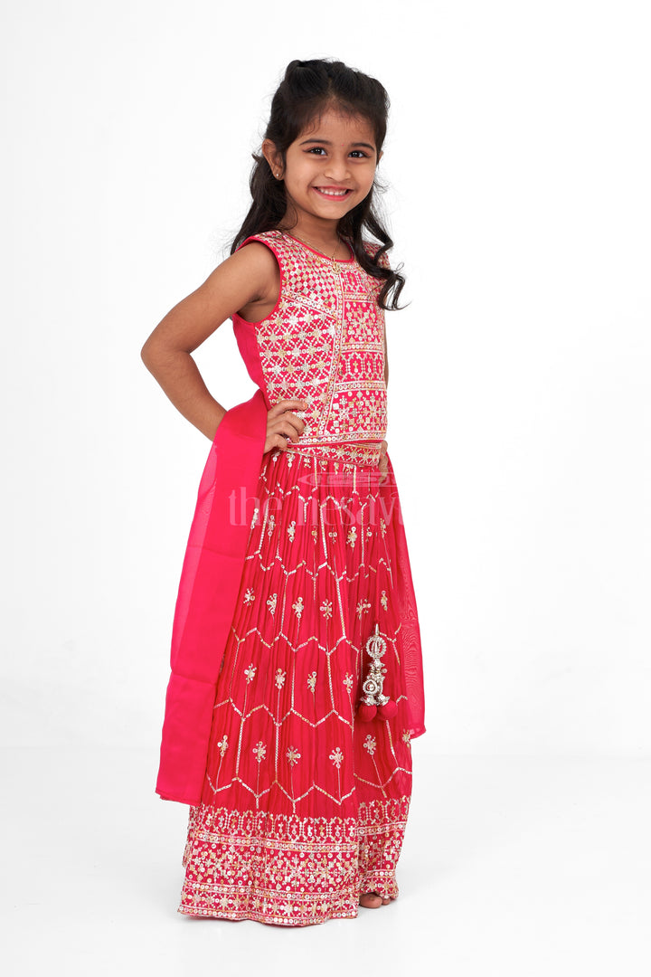 Poly Blended Embroidered Designer Choli Lehenga Choli for Girls in Pink with Detailed Embroidery