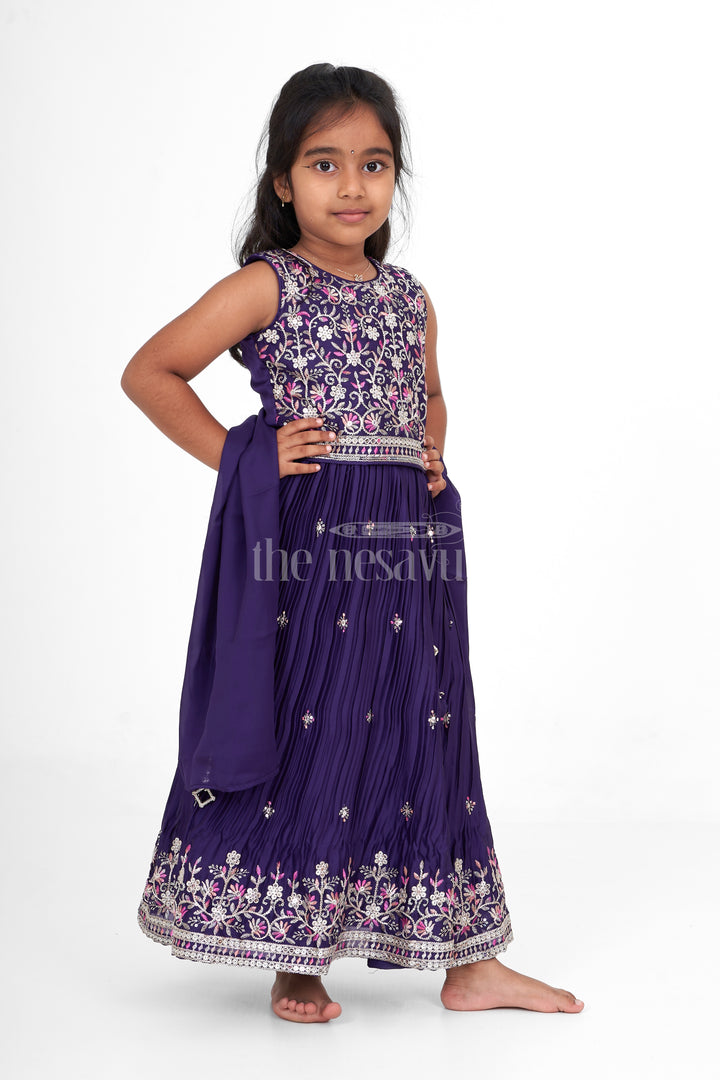 Designer Embroidered Choli Lehenga Choli for Girls in Blue with Floral Embroidery