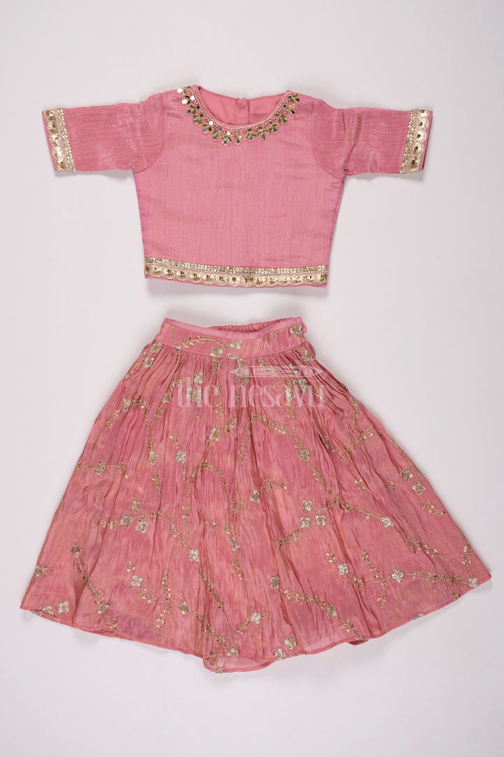 Infant Christmas Outfit in Georgette Lehenga Choli with Embellished Details