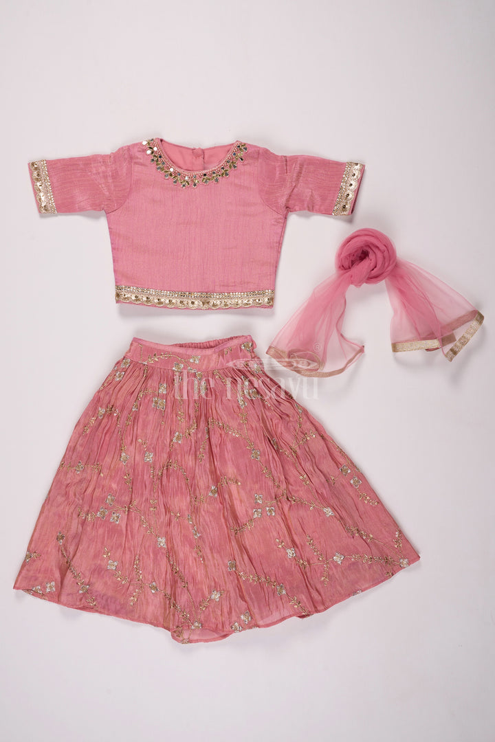 Infant Christmas Outfit in Georgette Lehenga Choli with Embellished Details