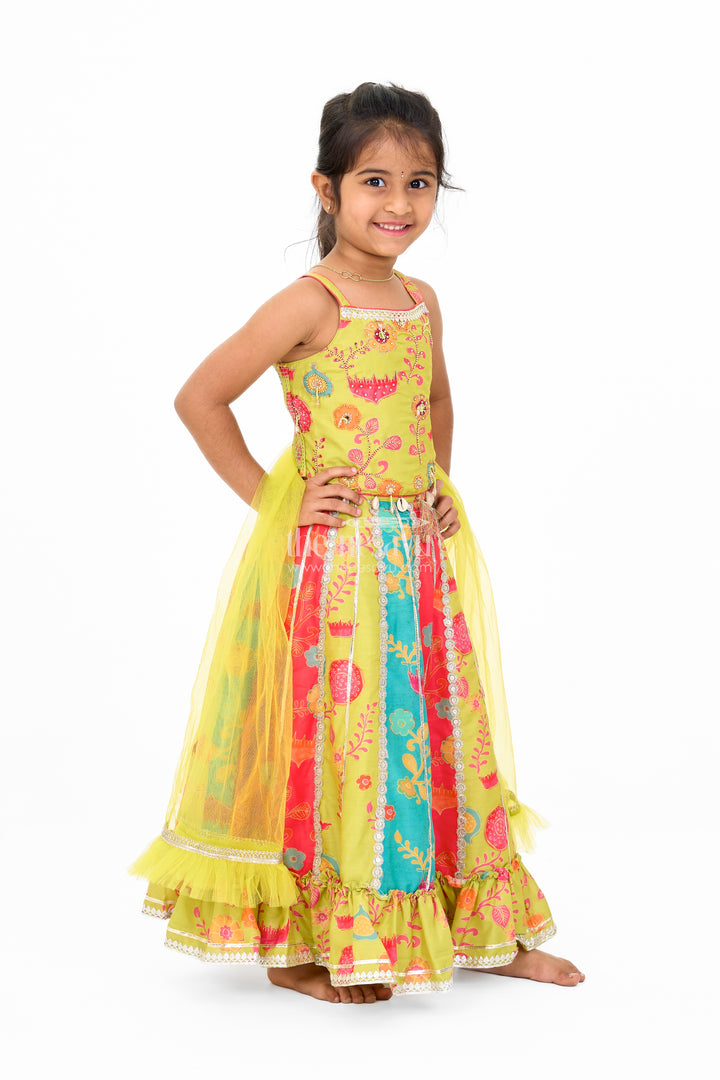 Vibrant Multicolor Georgette Girls Lehenga Choli with Embroidered Blouse and Dupatta