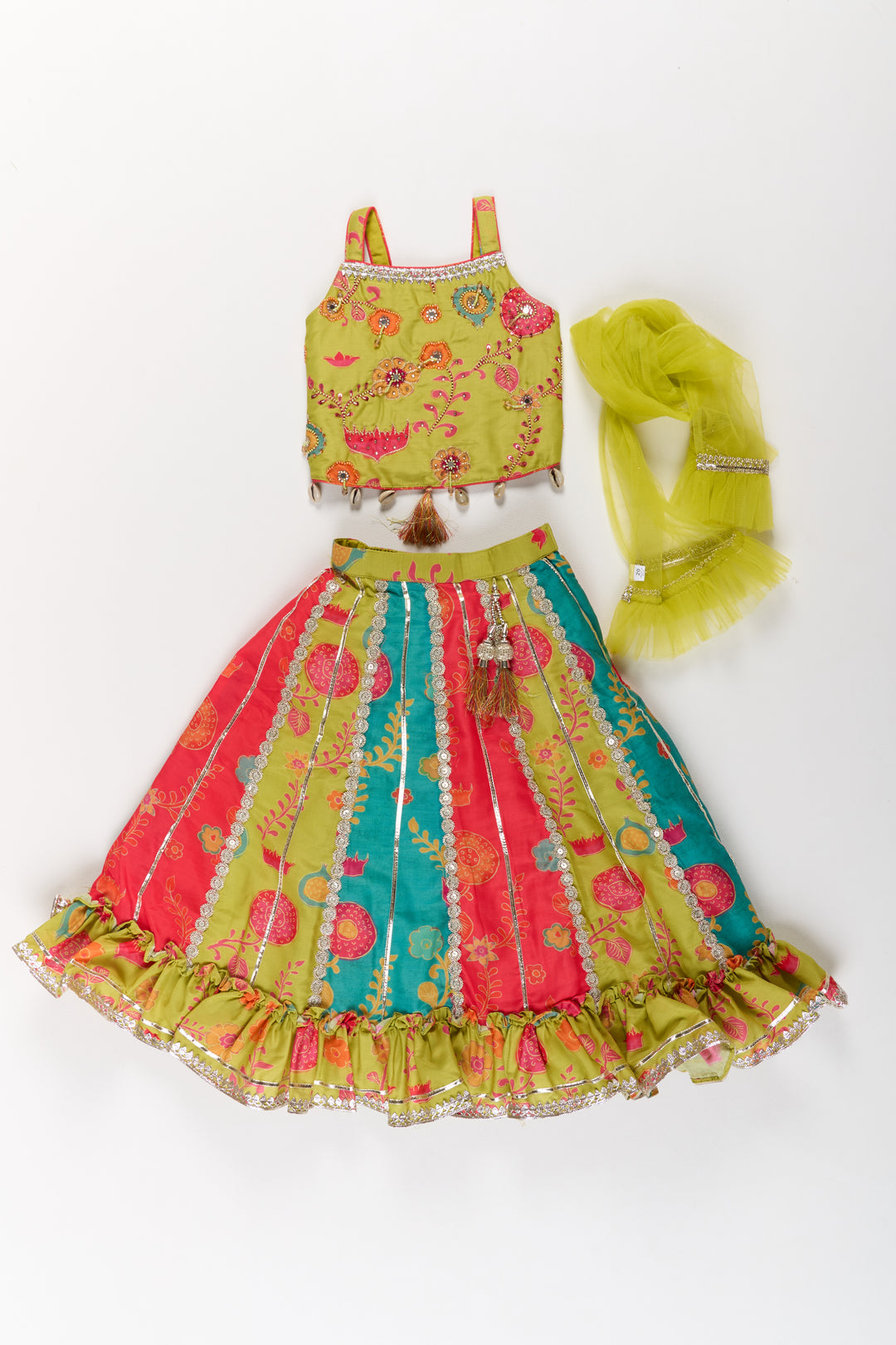 Vibrant Multicolor Georgette Girls Lehenga Choli with Embroidered Blouse and Dupatta