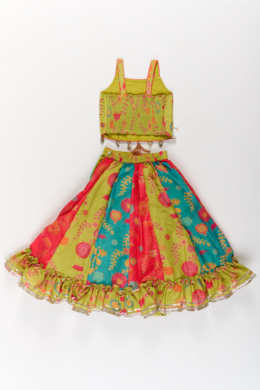 Vibrant Multicolor Georgette Girls Lehenga Choli with Embroidered Blouse and Dupatta