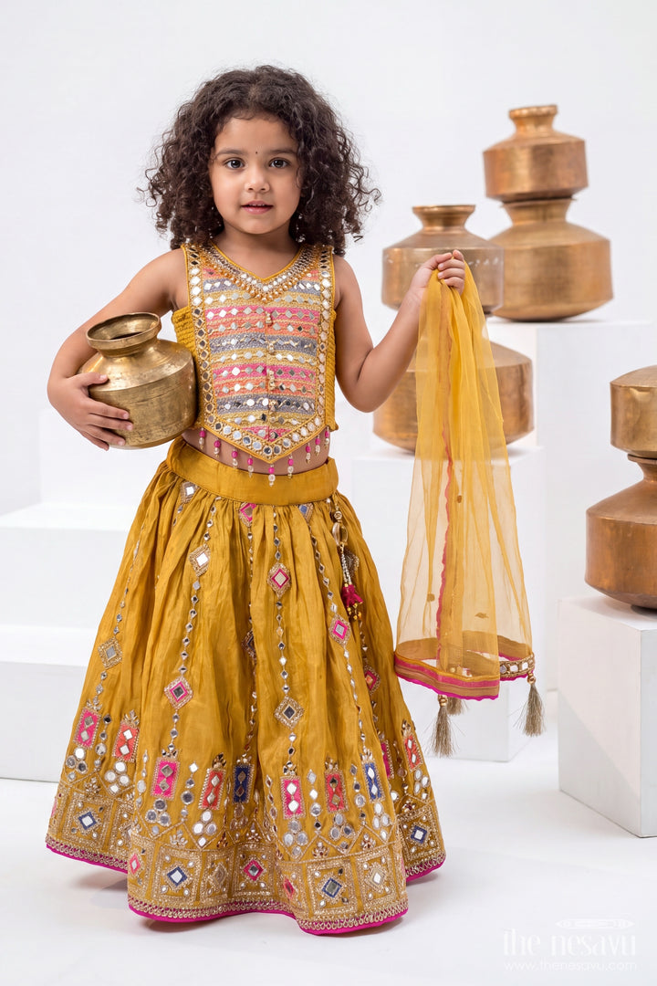 Kids Chaniya Choli with Thread Embroidery for Weddings and Parties