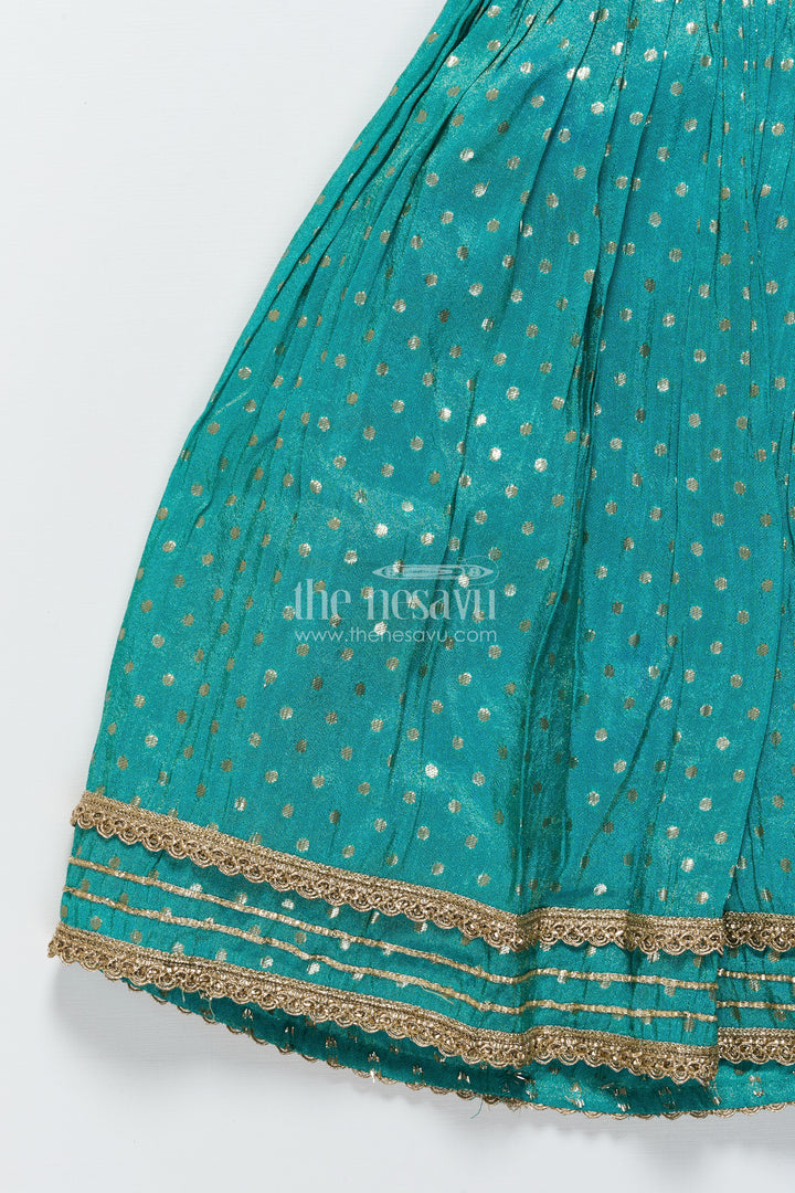 Girls Lehenga Choli Set with Sequence Embroidery and Net Dupatta
