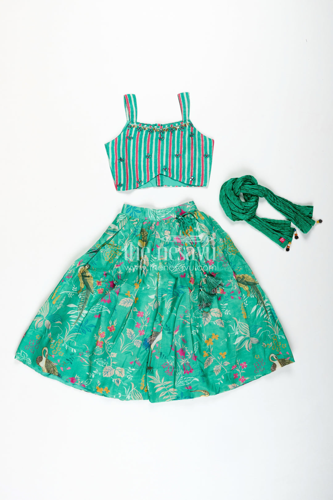 Girls Printed Lehenga Choli Set Festive Traditional Wear