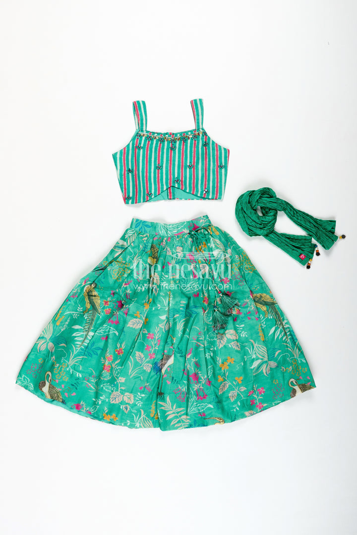 Girls Printed Lehenga Choli Set Festive Traditional Wear