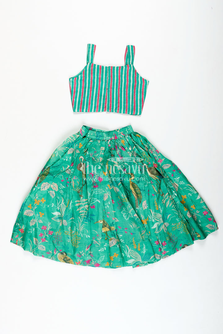 Girls Printed Lehenga Choli Set Festive Traditional Wear