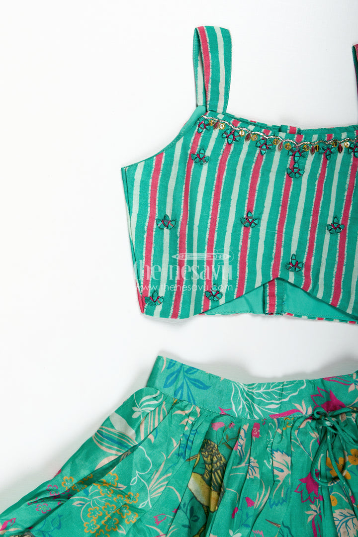 Girls Printed Lehenga Choli Set Festive Traditional Wear