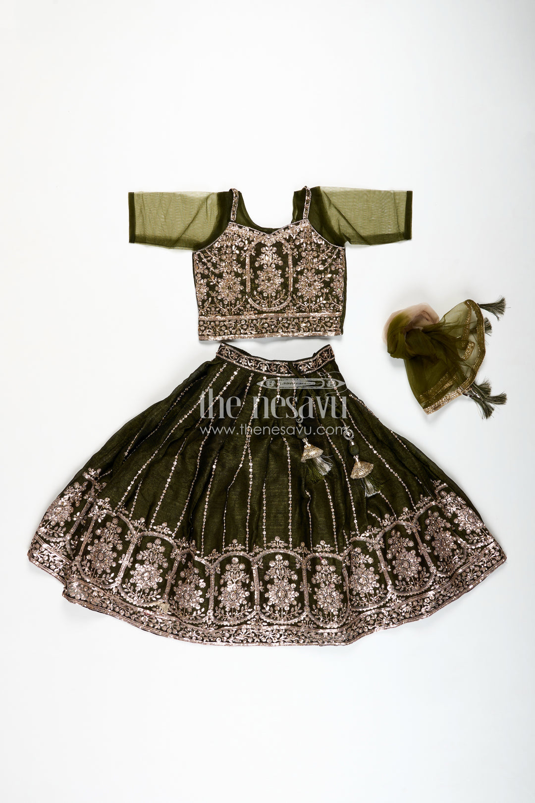 Girls Lehenga Choli for Weddings Organza Embroidered Set