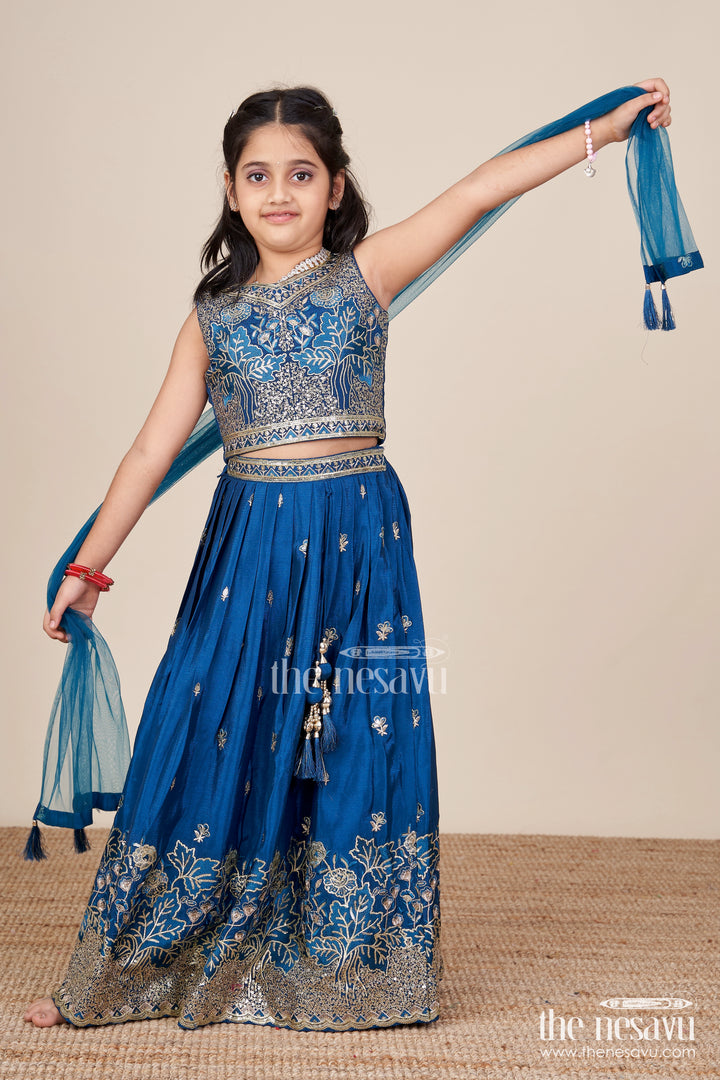 Girls Silk Lehenga Set with Designer Embroidery for Festive Occasions