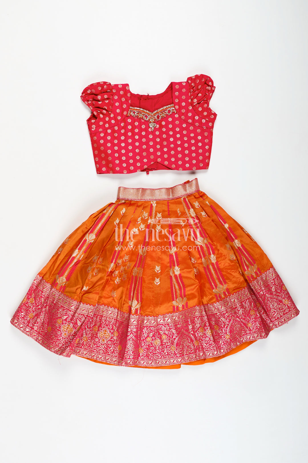 Banarasi Lehenga Blouse Design for Girls Traditional Zari Set