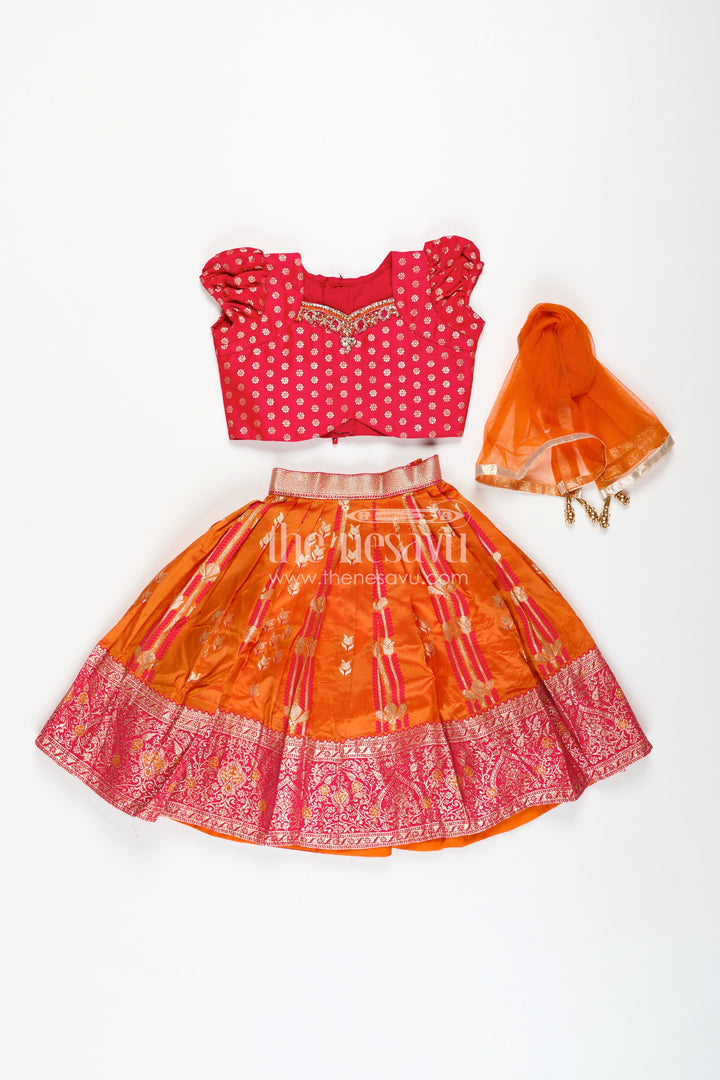 Banarasi Lehenga Blouse Design for Girls Traditional Zari Set