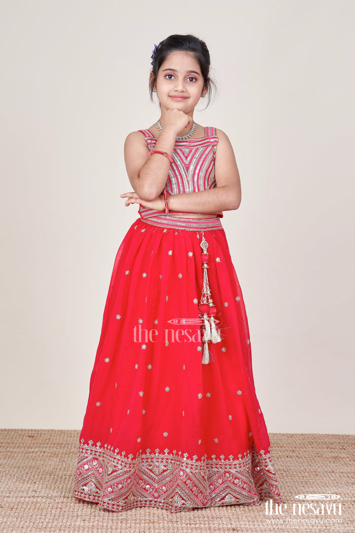 Girls Lehenga Choli with Embroidery for Weddings and Sangeet Nights