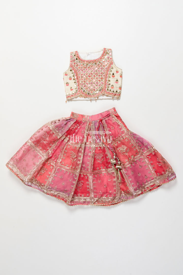 Girls Viscose Silk Lehenga Choli with Embroidered Yoke and Festive Design