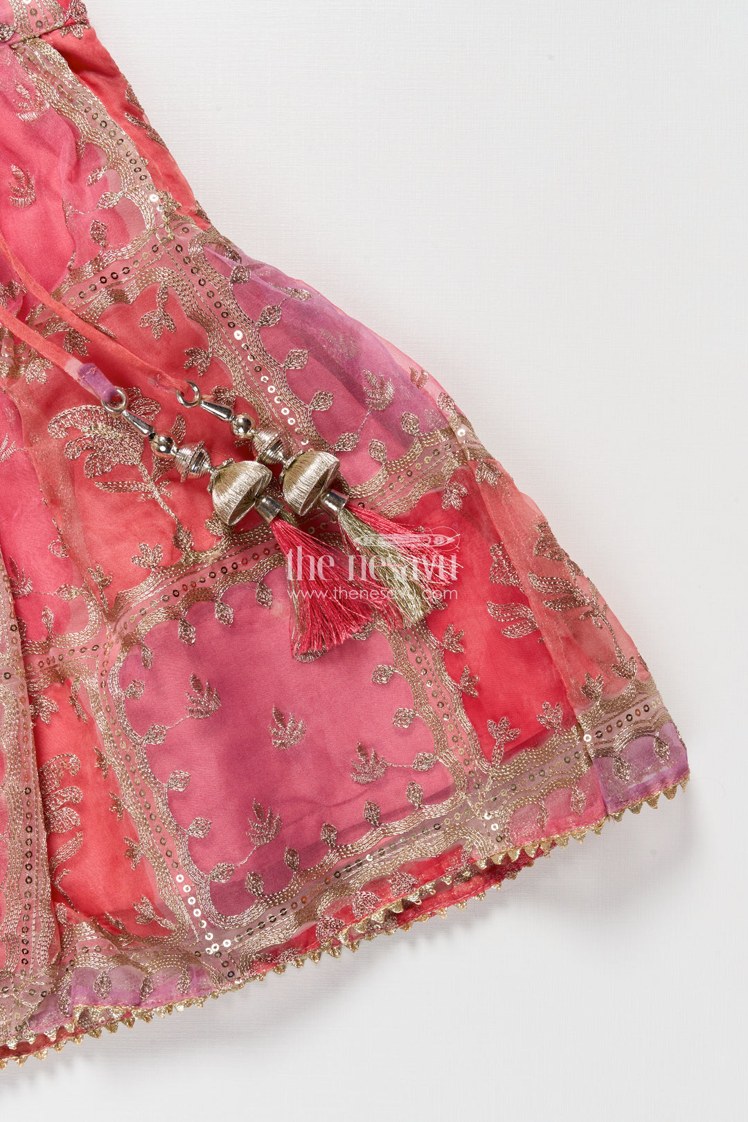 Girls Viscose Silk Lehenga Choli with Embroidered Yoke and Festive Design