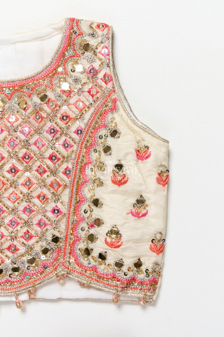 Girls Viscose Silk Lehenga Choli with Embroidered Yoke and Festive Design