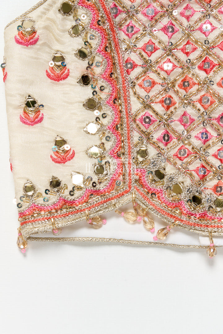 Girls Viscose Silk Lehenga Choli with Embroidered Yoke and Festive Design