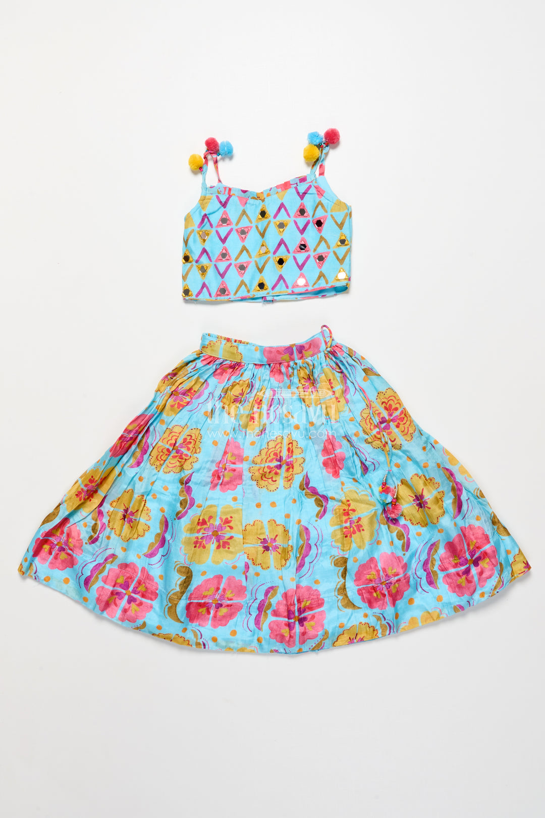 Girls Printed Lehenga Choli Set with Matching Dupatta for Celebrations