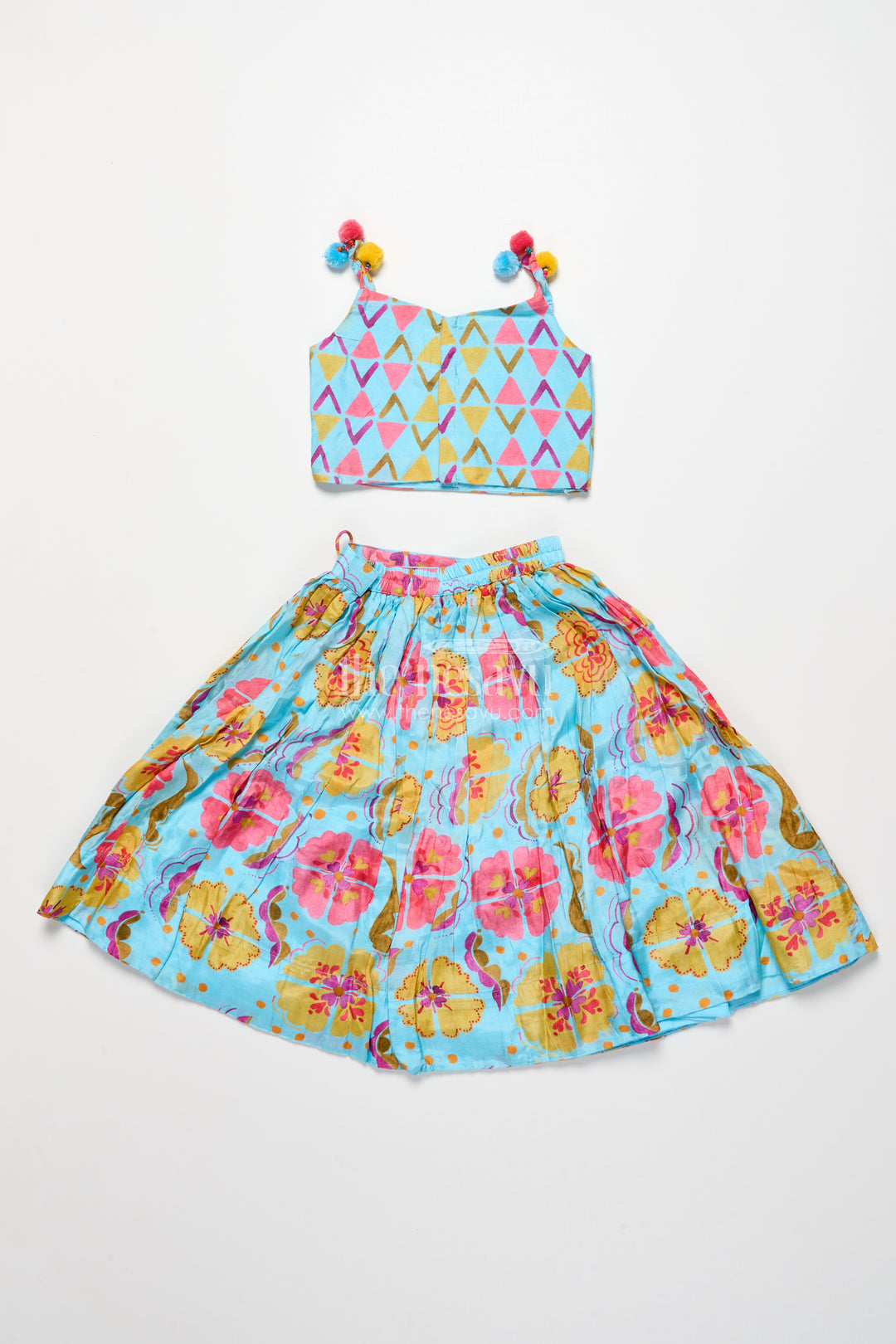 Girls Printed Lehenga Choli Set with Matching Dupatta for Celebrations