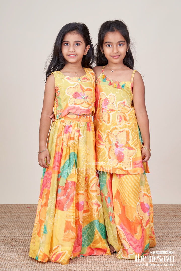 Girls Digital Print Lehenga Choli in Muslin Silk for Festivals and School Events