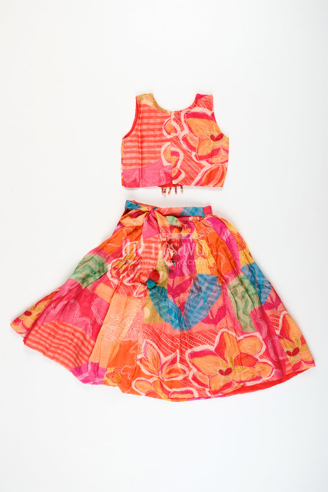Muslin silk lehenga choli for girls with vibrant print for festive dressing