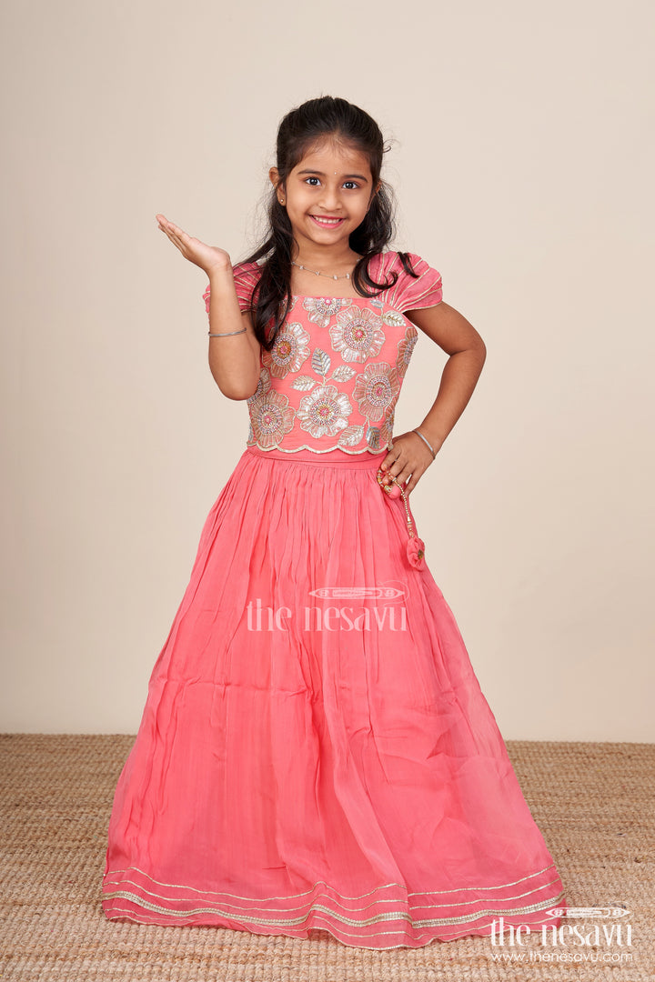 Girls Lehenga Choli Set with Embroidered Blouse for Festive Functions
