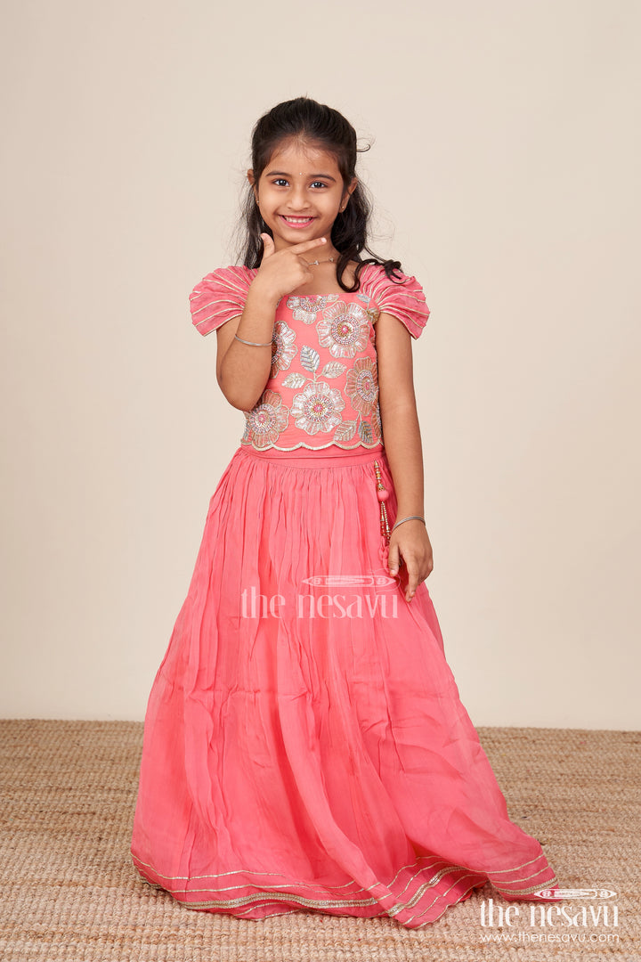 Girls Lehenga Choli Set with Embroidered Blouse for Festive Functions